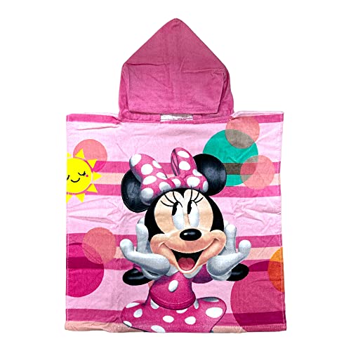 variouss Toalla de Poncho para Playa, Toalla Infantil con Capucha de Licencia Oficial (Minnie Mouse P013)