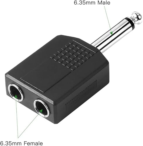 Miniatura 3 de Jelanry Adaptador divisor hembra de conector estéreo de 14 de pulgada y 0.250 in macho a doble conector hembra de 14 de pulgada y 0.250 in,