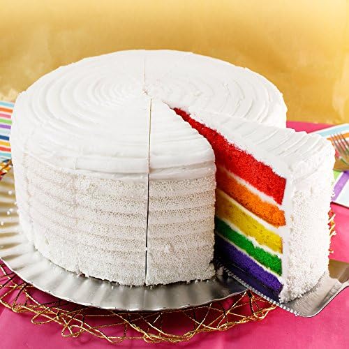 David's Cookies Layered Rainbow Cake 10" - Pre-sliced 14 pcs. Fresh Gourmet Bakery Dessert With 5 Bright and Colorful Layers, Great Gift Idea for Women, Men and Kids
