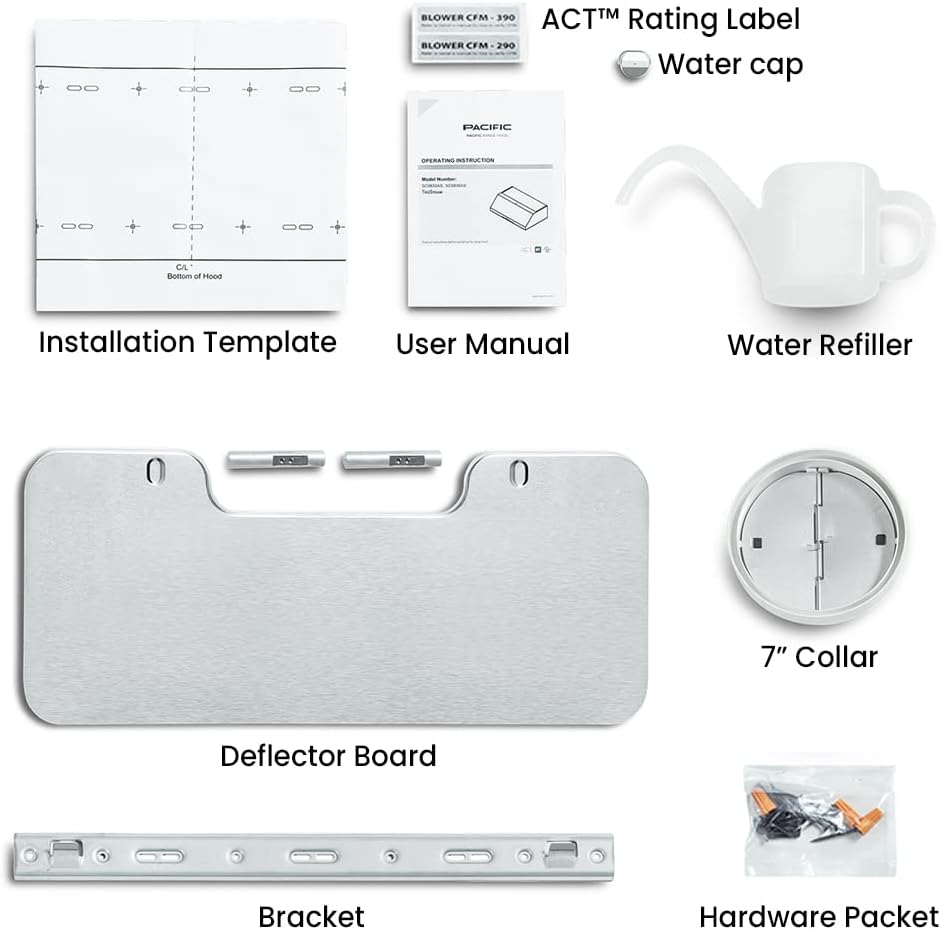 Pacific Trusteam Under Cabinet Ducted Range Hood 36" - 1200CFM Powerful Kitchen Wall Mount Vent Hood - Stainless Steel, App Control, Ultra Quiet, Touch Control, LED Lights, Auto Cleaning ‎SC9836AS