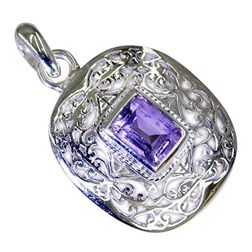 Pendentif en améthyste véritable et argent vintage fait main pour femme