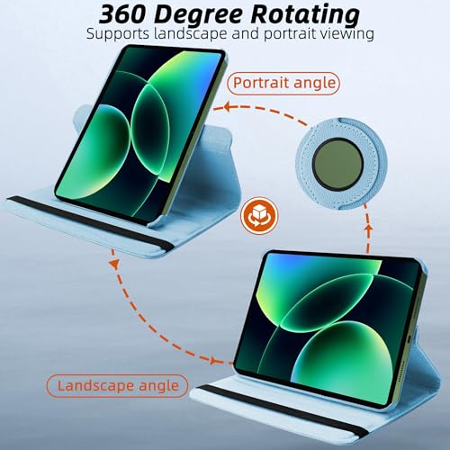 Image of TGK 360 Degree Rotating Flip Cover Case for Xiaomi Mi Pad 8 /8 Pro /Mi Pad 7 /7 Pro 11.2 inch Tablet (Sky Blue)