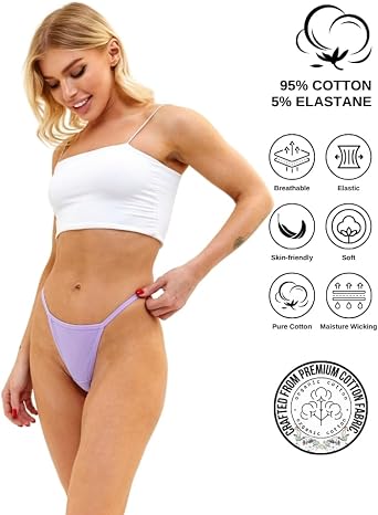ALYA UNDERWEAR Kadın String Külot, Pamuklu, Basic, Tanga Külot, 3'lü veya 5'li Paket, Renkli