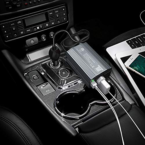 BESTEK 300W Power Inverter DC 12V to 110V AC Car Inverter with 4.2A Dual USB Car Adapter (Gray)