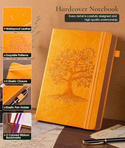 Image of Vintage Leather Journal - 300 Page Lined Journal Notebook with Numbered Pages, A5 Notebook for Women Men,Travel Diary,Daily Journals for Writing, Note Taking, School & Work (5.8 inch x 8.3 inch)