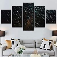 SIGNWIN 5 Panel Canvas Wall Art Aerial Astronomy & Space Dramatic Global Green Photography Realism Stars Ultra for Home Decorations Ready to Hang - 60