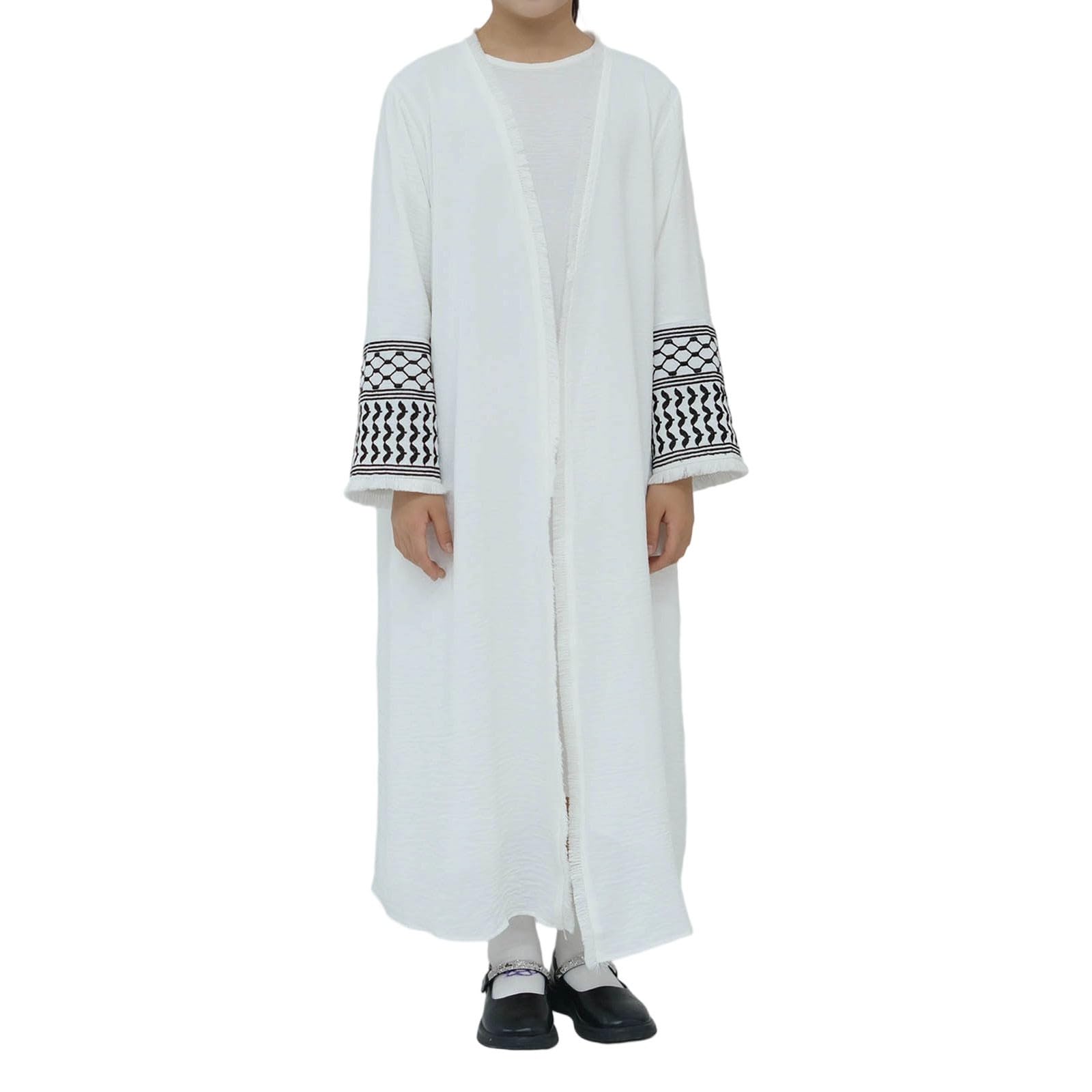 Vestidos Bebe Niña Verano Túnica Abaya Tradicional para Niñas con Bordados y Flecos Inspirados en la de Dubái y Turquía