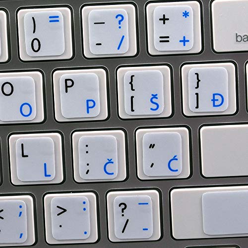 Etiquetas de teclado Mac Croata/Eslovena inglés fondo blanco