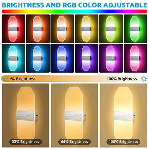 Angdarun Led Wall Sconces, Rgb Stepless Dimming Smart Wall Sconces With Bluetooth Control Hardwired Wall Mounted Wall Lights For Bedroom Bathroom Porch Hallway Hotel Cafe (2-Pack) #TOP1