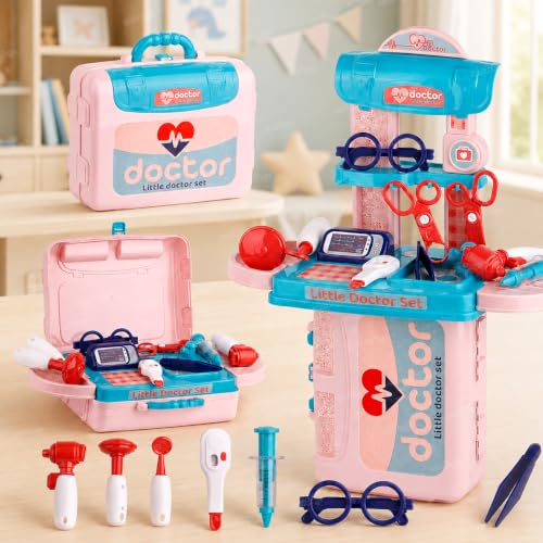 Image of Zest 4 Toyz Doctor Set for Kids 3 in 1 Trolley Suitcase Pretend Play Doctor Toy Set with Stethoscope Syringe Thermometer and Medical Accessories Toys for Boys & Girls 3 Years +