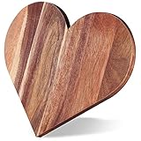 Patelai Valentine's Day Gifts Heart Shaped Cutting Board Acacia Wood Bread Board Cheese Serving Platter Serving Charcuterie Board for Meat Cheese and Vegetables(Classic Style)