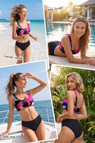 Image of Beautikini Period Swimwear Two Piece Menstrual Leakproof Sporty Bikini Sets Bathing Suit Period Swimsuit for Teen Girls