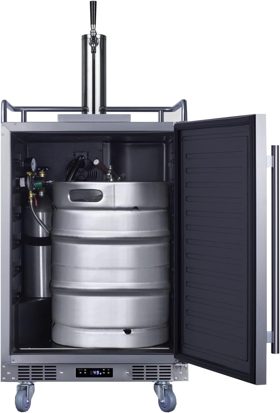 Summit Appliance SBC683OS 24" Wide Built-in Outdoor Beer Kegerator, 5.6 cu.ft Interior, Weatherproof, Automatic Defrost, Digital Thermostat, Tap Cool System, Adjustable Shelves, 4 Casters