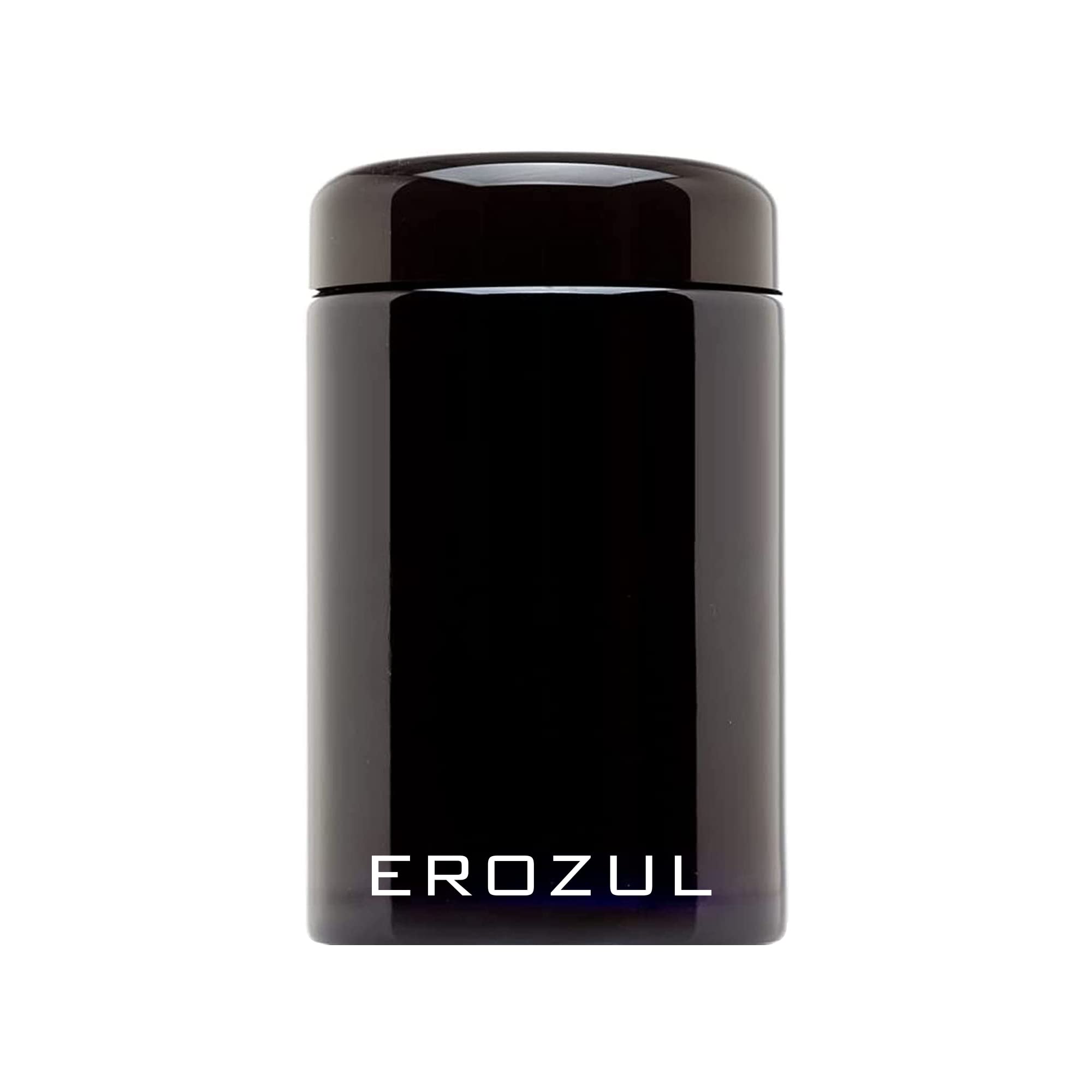 Erozul 250 ml (1/2 oz) Screw Top Airtight Wide Mouth Ultraviolet Glass Jar with High UV Protection