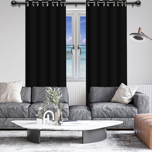 Rideau occultant polyester noir 260x240 de chambre occultation totale - 2
