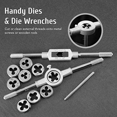 Omt Sae & Metric Tap And Die Set 80Pcs | Sae Thread Types: Nc, Nf, Npt | Tap Die Set Metric Sae Standard For Cutting External And Internal Threads #TOP2