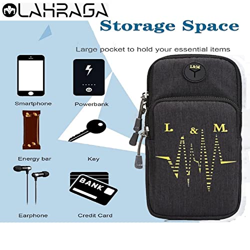 Image of Mini Mobile Arm Bag with Earphone Hole and Adjustable Arm Strap for Men's and Women's Running Fitness Walking Sports Outdoor (Black)