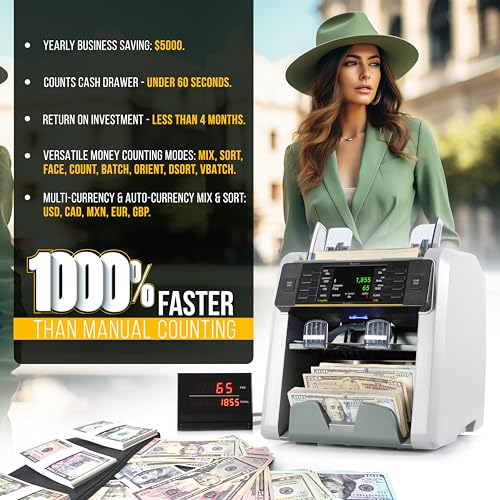 Image of KOLIBRI Money Counter Machine I LCD Display I Bank Grade I Advanced 2CIS /UV /MG /IR /MT /DD /HLF /SN IRT Detection I Mixed Denomination I Multi-Currency I Reject Pocket I 3-Years Warranty I Signature