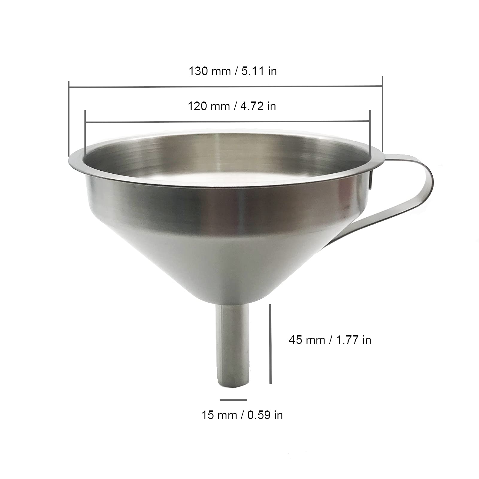 Embudo de cocina de acero inoxidable 304 de 5 pulgadas con filtro extraíble y filtro de malla 400 para filtrar polvo líquido de transferencia (400 malla y embudo)