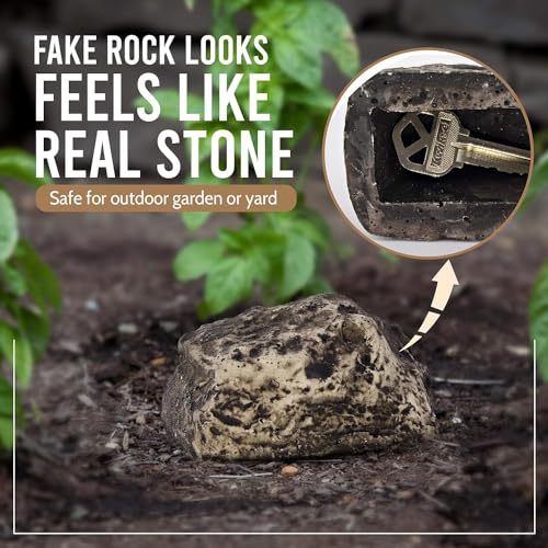 Image of Hide-A-Spare-Key Fake Rock - Looks & Feels Like Real Stone - Safe for Outdoor Garden Or Yard, Geocaching (Pack of 1)