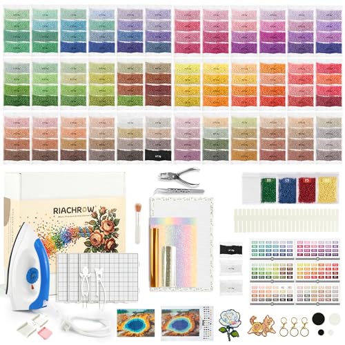 RIACHROW 75 000+ Pcs 2.6mm Mini Fuse Beads Kit - Professional 144-Color Studio System with 1200W Iron & Holeless Pixel Art Master Tools - Aesthetic Gift for Adults (144-Color Master Kit)