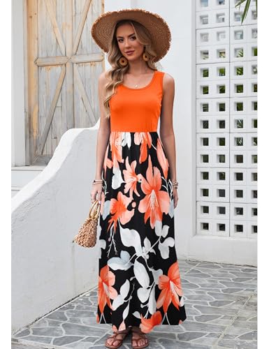 Image of Bluetime Women's Summer Boho Sleeveless Floral Print Tank Long Maxi Dress (S-3XL)