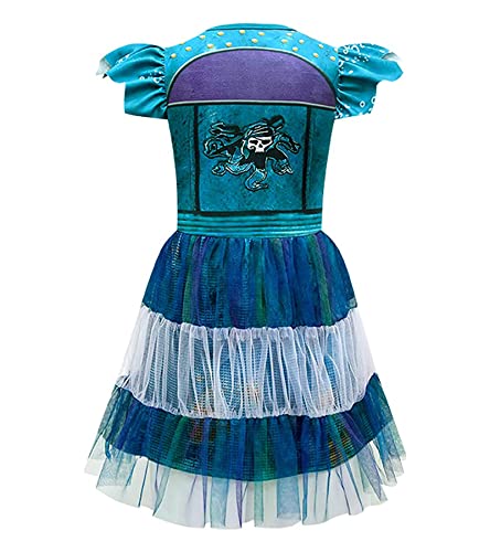Varwaneo Descendants Mesh Costume Dresses For Girls Princess Birthday Party Tulle Tutu Skirt Outfits For 3-10 Years (Green, 6-7 Years) #TOP1