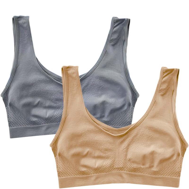 Image of Pack of 2 Seamless Air Bra: Stretchable, Non-Padded, Non-Wired Sports Bra for Women