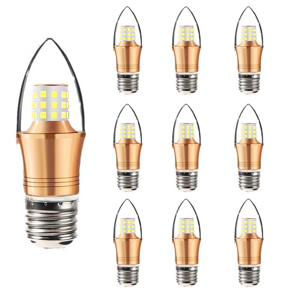 Paquete de 10 bombillas LED de maíz E27 superbrillantes, bombilla LED blanca cálida E27 de 3000 K, sin parpadeo, no regulable, lámpara de iluminación de tres colores con ahorro de energía de 12