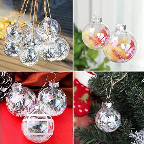 Clear Baubles DIY Transparent Balls to Fill 12 Pcs Acrylic Empty Hanging Balls Ornaments Tree Decorations Craft Gift for Xmas Party Wedding Birthday Home - Image 6