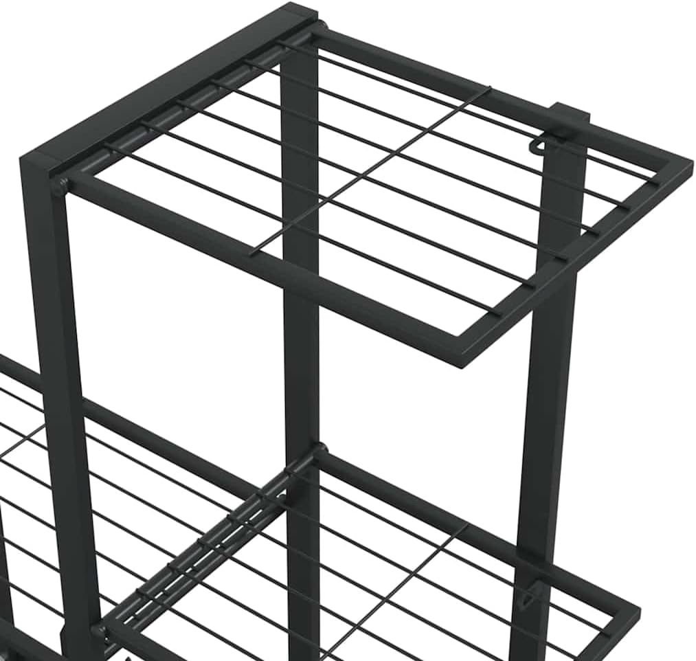vidaXL Plant Stand, Plant Rack, Plant Shelves for Indoor and Outdoor, Flower Pot Stand for Patio Balcony Garden Living Room Hall, Black Metal