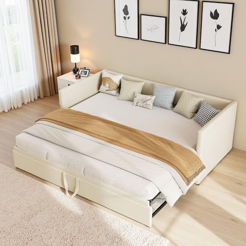 Divano Letto Convertibile 90/180 x 200 cm, Estensibile Divano Letto Matrimoniale con Rete a Doghe, Multifunzionale Telaio Letto Imbottito per 2 Persone in Velluto, Senza Materasso