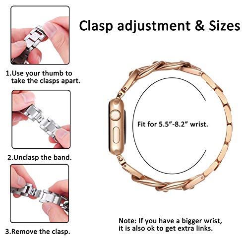 Dilando 38Mm 40Mm 41Mm Rose Gold Band Compatible With Apple Watch Women Men, Cool Chain Link Metal Strap For Iwatch Se And Series 8 7 6 5 4 3 2 1(Rose Gold, 40Mm) #TOP2