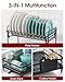 Sakugi Dish Drying Rack - X-Large Stainless Steel Dish Rack for Kitchen Counter, 2-Tier Kitchen Organizers and Storage for Dishes, Bowls, Cutlery, Black