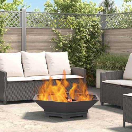 sephironlbb Brasero de acero negro de 100 x 100 x 28 cm, robusto, para jardín y terraza, ideal para calefacción y barbacoa en fiestas de jardín y noches acogedoras