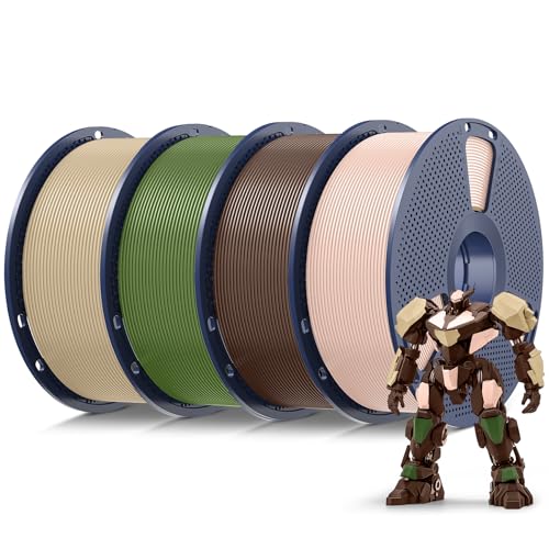 Image of SUNLU 4kg PLA 3D Printer Filament Bundle Multicolor, Neatly Wound PLA Filament 1.75mm ±0.02mm, Individually Vacuum Packed, 4kg in Total, 1kg per Spool, 4 Pack, Beige+Coffee Brown+Olive Green+Oak