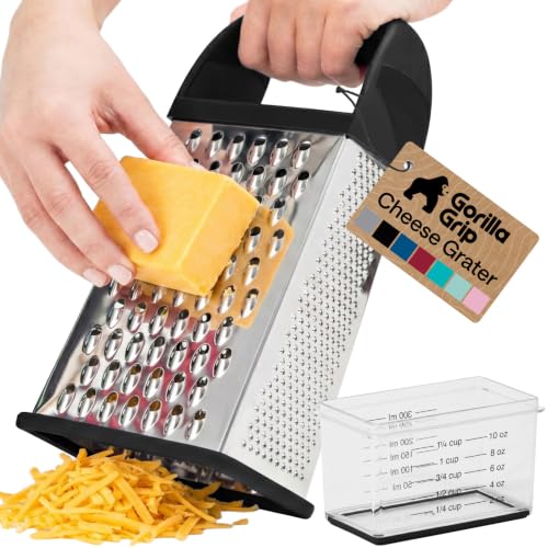 GORILLA GRIP® XL 4-Sided Stainless Steel Cheese Grater With...