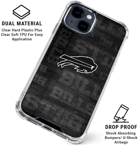 Skinit Clear Phone Case Compatible with iPhone 14 - Officially Licensed NFL Buffalo Bills Black & White Design