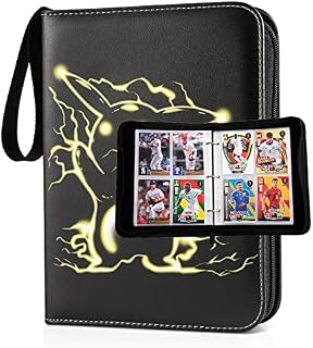 Zoylofg Card Binder for Cards,4-Pocket Portable Card Collector Album Holder Fits 400 Cards with 50 Removable Sleeves,Game Album Collection Protector.
