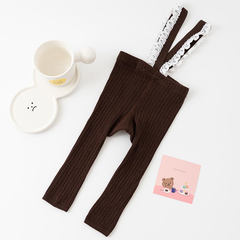 0-2T Baby Girls Knit Leggings with Suspenders Toddler High Waist Tights Infants Newborn Boys Long Pants2