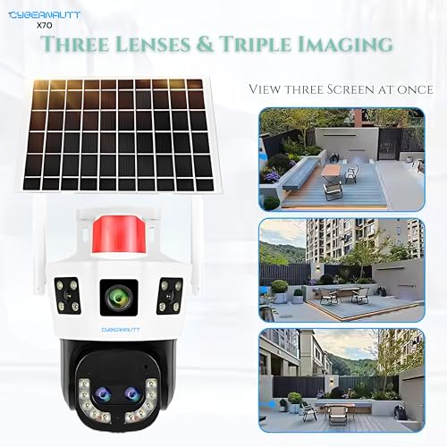 Image of XUGA Cybernautt X7O 8MP AI Powered 2 Lens 3 Views 4G Sim Linkage Solar CCTV Camera | 2 Way Talk | Colour Night Vision | Alarm | 10X Zoom | Weatherproof | PTZ |Upto 256GB | Use Air-tel 4G Sim
