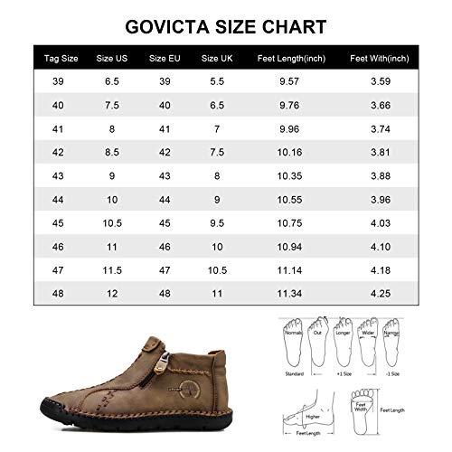 Govicta Mens Casual Shoes Leather Slip On Loafers Oxford Comfortable Leather Chukka Boot For Men Work Office Dress Outdoor Shoes Khaki Size10.5 #TOP7