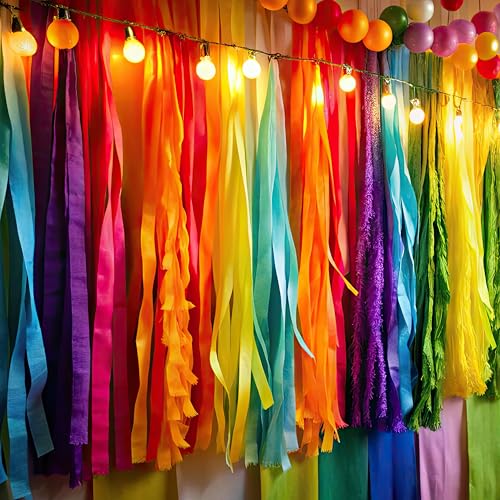 8 rolos de serpentina de papel crepe, 8 serpentinas coloridas 1,8 m, decorações de festa arco-íris,