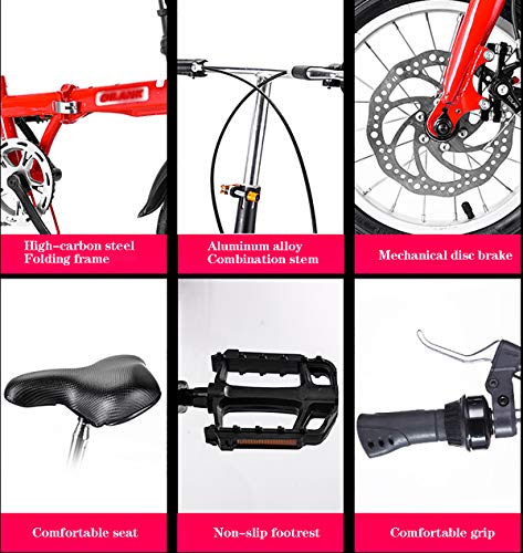 Vouwfiets, Heren Dames Vouwfiets + City Vouwfietsen, Vouwbare Mini Compacte Fiets Urban Commuter Adult Cruiser - Afbeelding 6