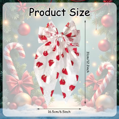 2Pcs Clips para el Cabello de Navidad para Mujeres, Lazos Grandes Roja y Blanca con Diseño de Sombrero de Santa Claus, Pinzas Antideslizantes para Fiesta de Navidad miniatura 6