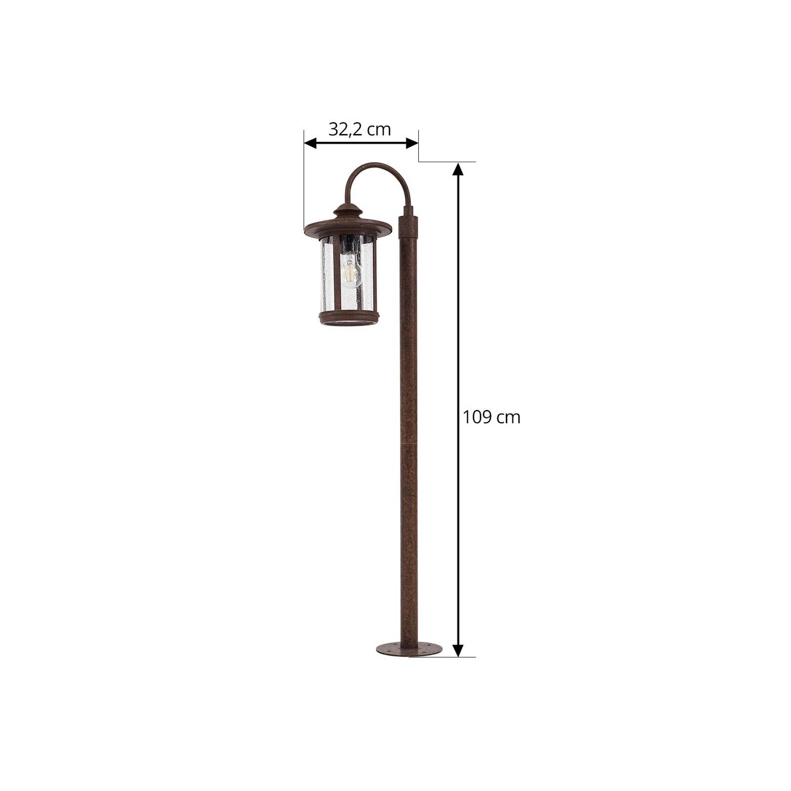 Lindby Außenleuchte (Laterne) Zayn (Retro, Vintage Antik) in Braun aus Aluminium (1 flammig E27) - Wegeleuchte Pollerleuchte Wegelampe Sockelleuchte