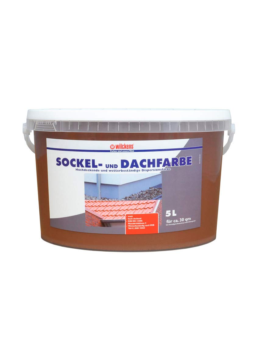 Vernice per base e tetto, colore rosso mattone opaco, 5 litri, ca. 30 m², colore della base Wilckens, diluibile in acqua, resistente ai raggi UV.