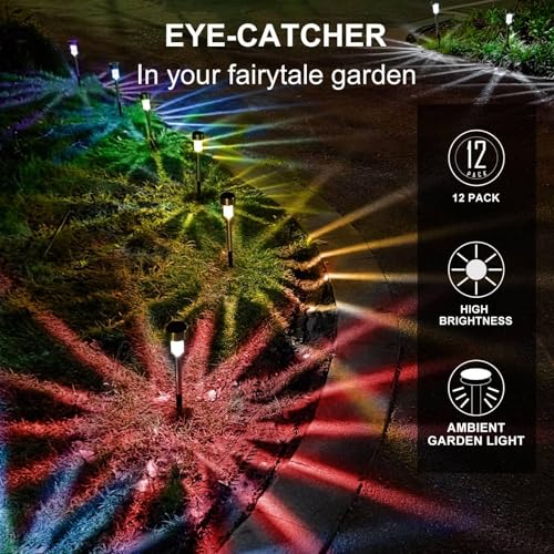 Dream Master Solar Lights Outdoor Waterproof, Stainless Steel LED Landscape Lighting Outdoor for Outside Solar Garden Lights for Pathway, Walkway, Patio, Yard, Lawn - 12 Pack (Multicolor) - Image 5
