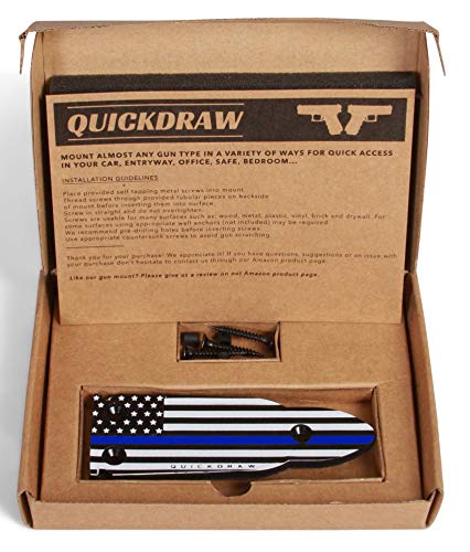 QuickDraw Magnetic Gun Mount for Vehicle Home Office 35lb Rated Gun Magnet Holder Holster Safety Rack Accessory HQ Rubber Coated Bullet Shaped Neodymium Magnet Handgun Firearm Pistol (Blue Line Flag) - Thumbnail 7