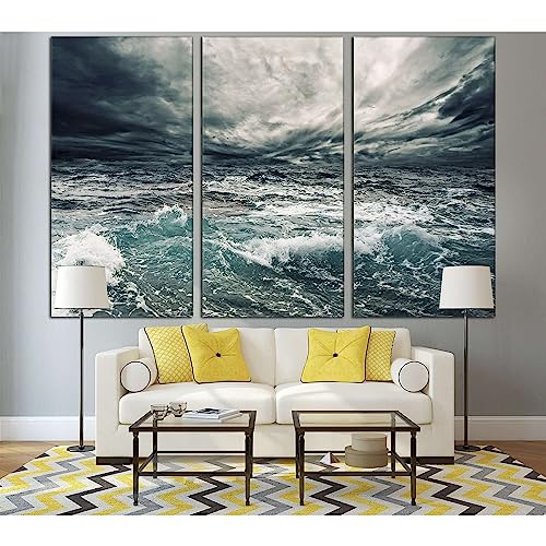 Impression sur toile Seascape №756 tableau 3 panneaux déco murale 210x140